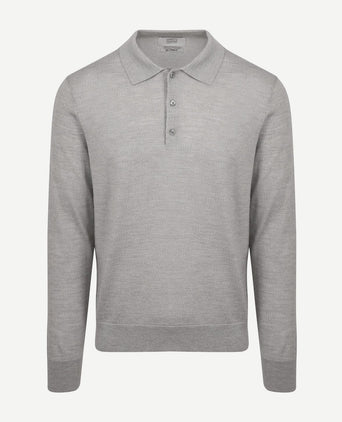 The robert long sleeve poloshirt merino grijs