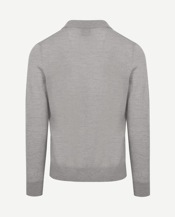 The robert long sleeve poloshirt merino grijs