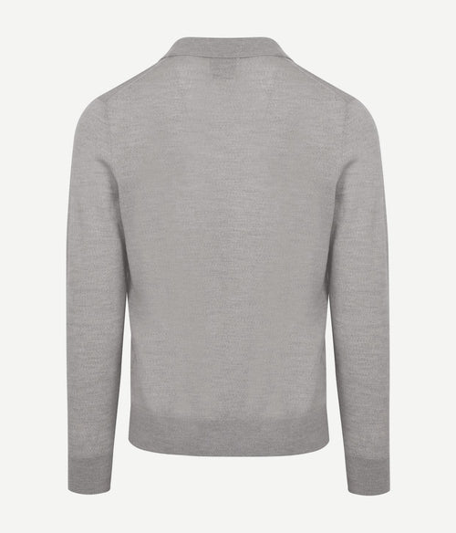 King essentials the robert long sleeve poloshirt merino grijs