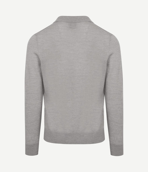 The robert long sleeve poloshirt merino grijs