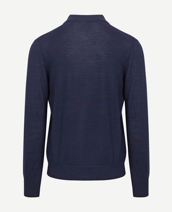 King essentials the robert long sleeve poloshirt merino donkerblauw