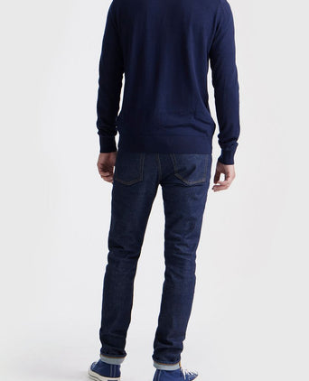 King essentials the robert long sleeve poloshirt merino donkerblauw
