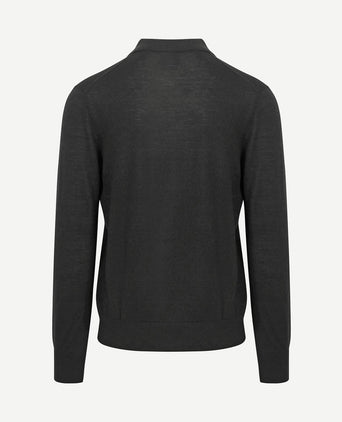 The robert long sleeve poloshirt merino zwart