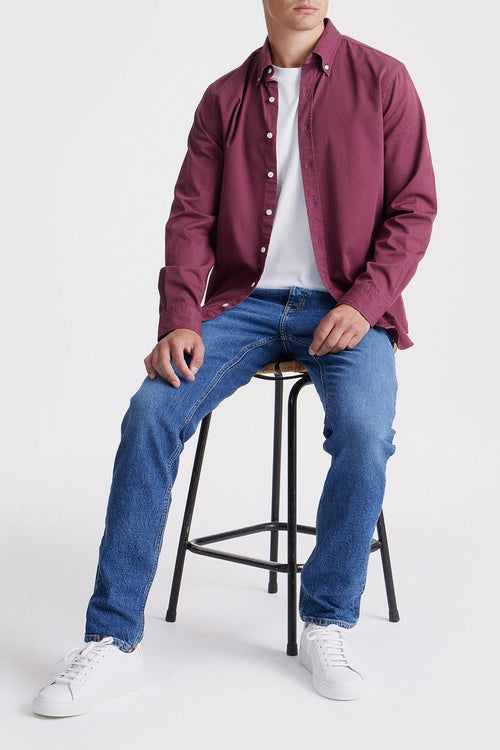 King essentials the tommy overhemd bordeaux | Regular-fit