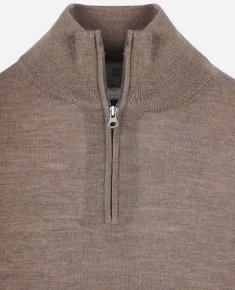 The michael halve rits pull merino bruin