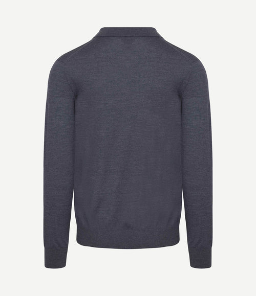 The robert long sleeve poloshirt merino antraciet