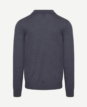 The robert long sleeve poloshirt merino antraciet