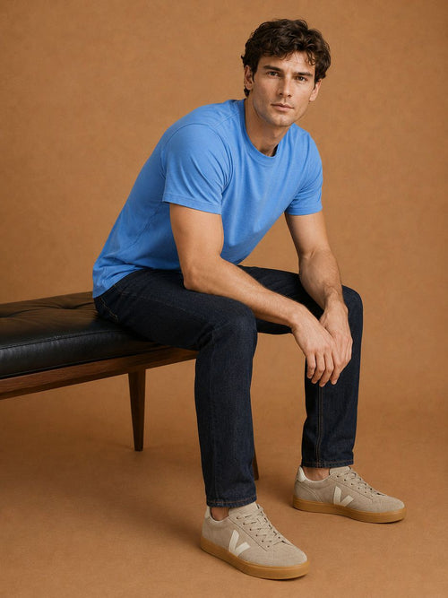 The steve t-shirt mid blauw