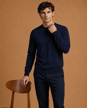 The john pullover merino donkerblauw