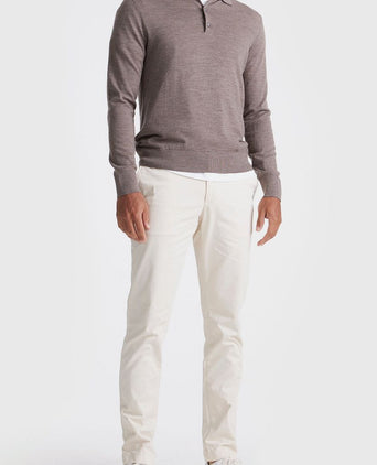 The robert long sleeve poloshirt merino bruin