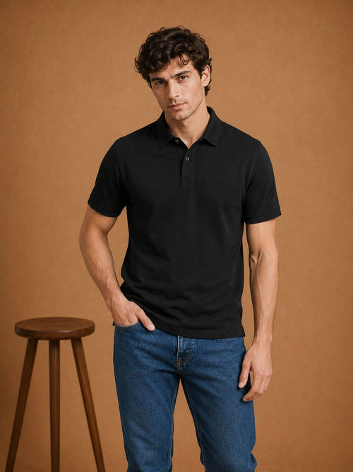The James poloshirt zwart