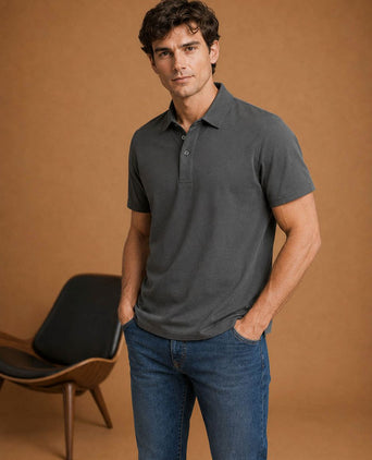 The James poloshirt antraciet