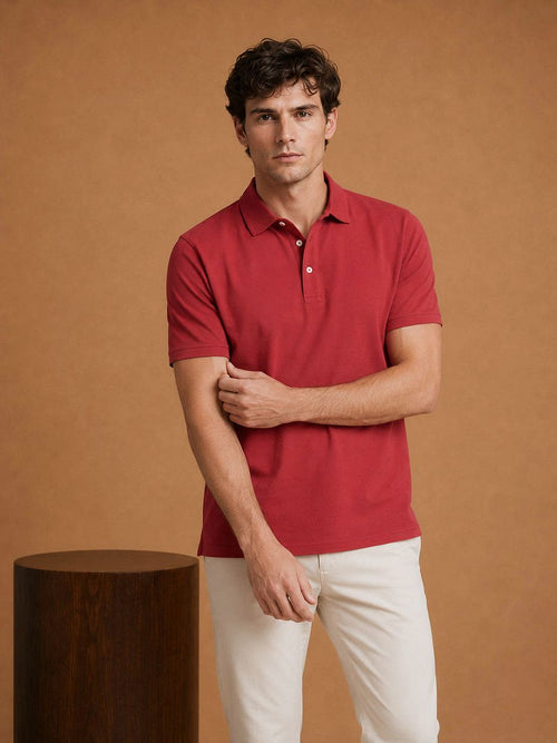 The James poloshirt rood