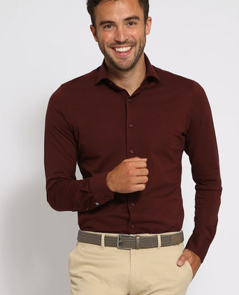 Overhemd pique bordeaux