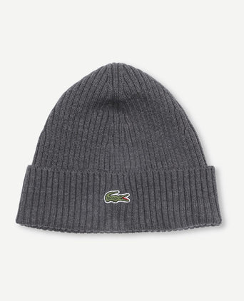 Lacoste knitted muts wol antraciet