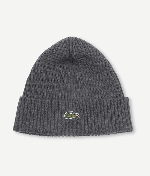 Lacoste knitted muts wol antraciet