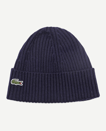 Lacoste knitted muts wol donkerblauw