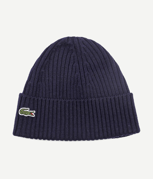 Knitted muts wol donkerblauw