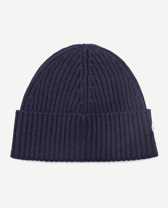 Lacoste knitted muts wol donkerblauw