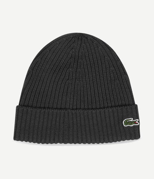 Lacoste knitted muts wol zwart