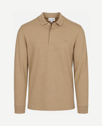 Longsleeve poloshirt piqué beige
