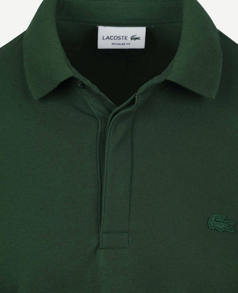 Longsleeve poloshirt piqué donkergroen