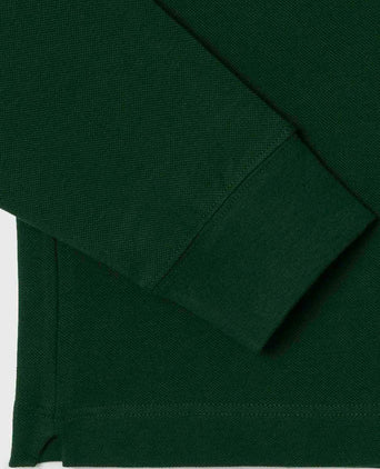 Longsleeve poloshirt piqué donkergroen