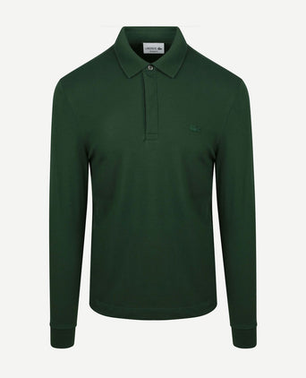 Longsleeve poloshirt piqué donkergroen