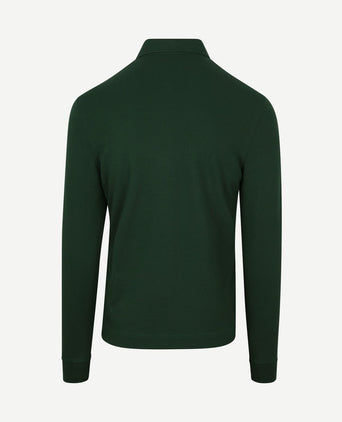 Longsleeve poloshirt piqué donkergroen