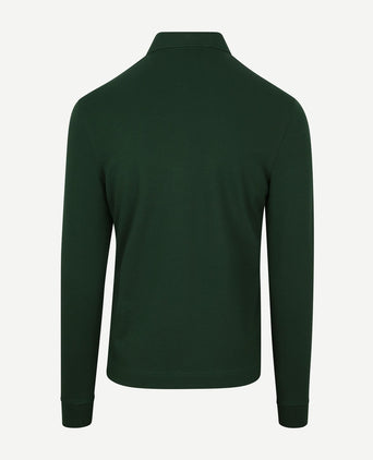 Longsleeve poloshirt piqué donkergroen
