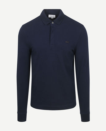 Longsleeve poloshirt piqué donkerblauw