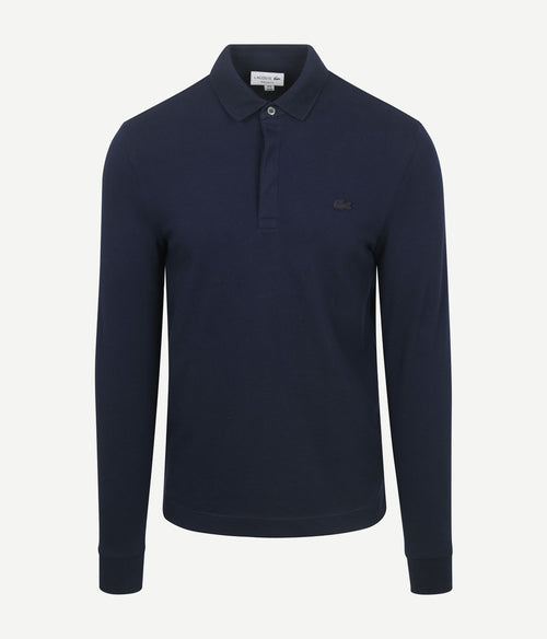 Lacoste longsleeve poloshirt piqué donkerblauw | Slim-fit