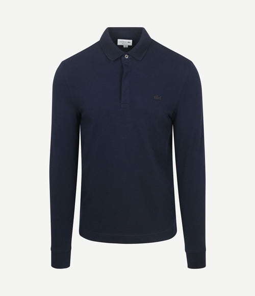 Longsleeve poloshirt piqué donkerblauw