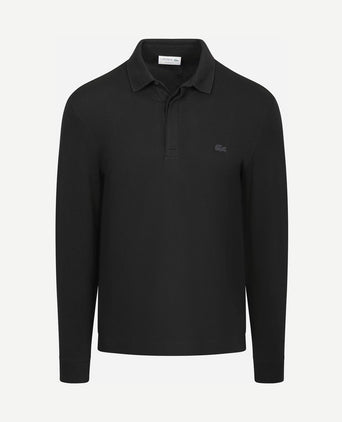Longsleeve poloshirt piqué zwart