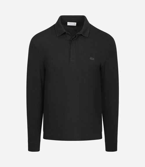 Longsleeve poloshirt piqué zwart