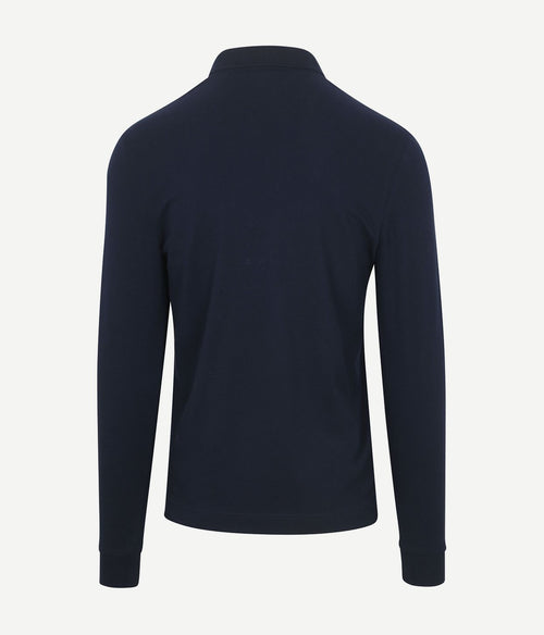 Lacoste longsleeve poloshirt piqué donkerblauw | Slim-fit