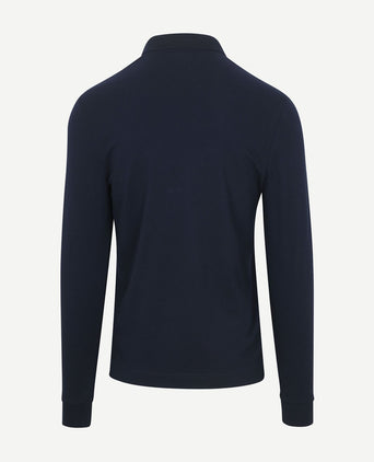 Longsleeve poloshirt piqué donkerblauw