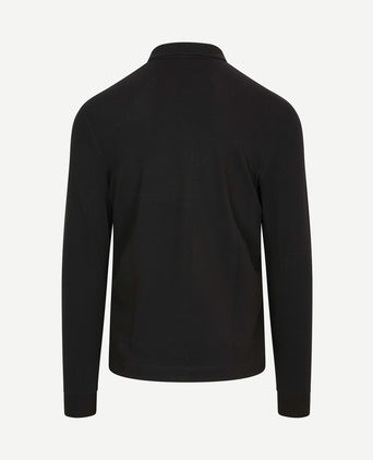 Longsleeve poloshirt piqué zwart
