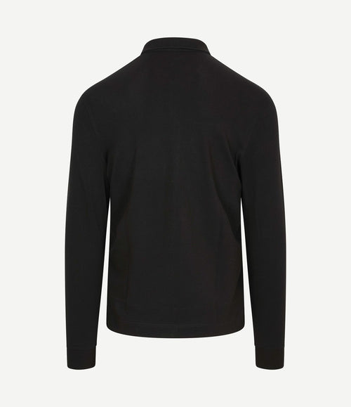 Longsleeve poloshirt piqué zwart