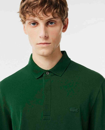 Longsleeve poloshirt piqué donkergroen