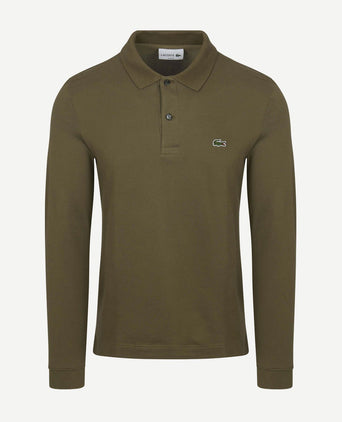 Lacoste poloshirt lange mouwen donkergroen | Slim-fit