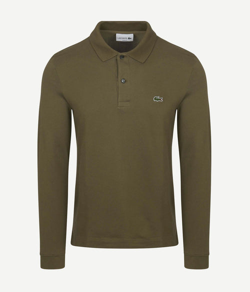Lacoste poloshirt lange mouwen donkergroen | Slim-fit