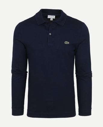 Lacoste poloshirt pique longsleeve donkerblauw | Slim-fit