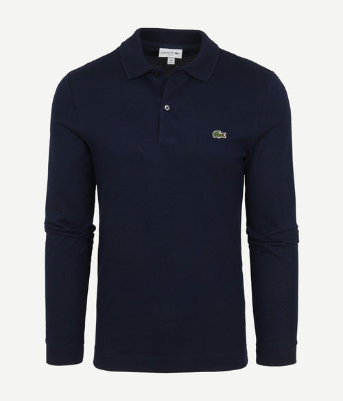 Lacoste poloshirt pique longsleeve donkerblauw | Slim-fit