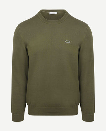 Lacoste sweater crewneck olive | Regular-fit