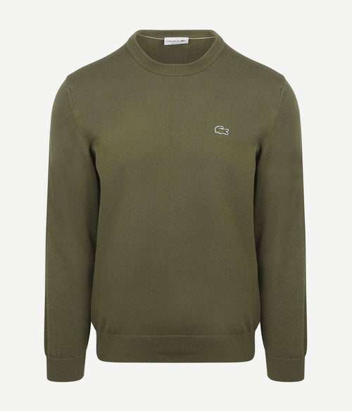 Lacoste sweater crewneck olive | Regular-fit