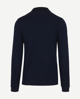 Lacoste poloshirt pique longsleeve donkerblauw | Slim-fit
