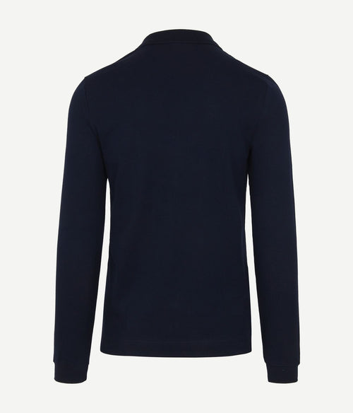 Lacoste poloshirt pique longsleeve donkerblauw | Slim-fit