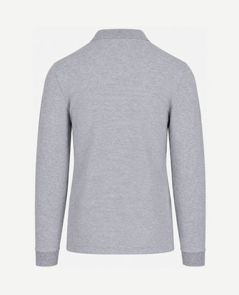 Longsleeve poloshirt piqué licht grijs