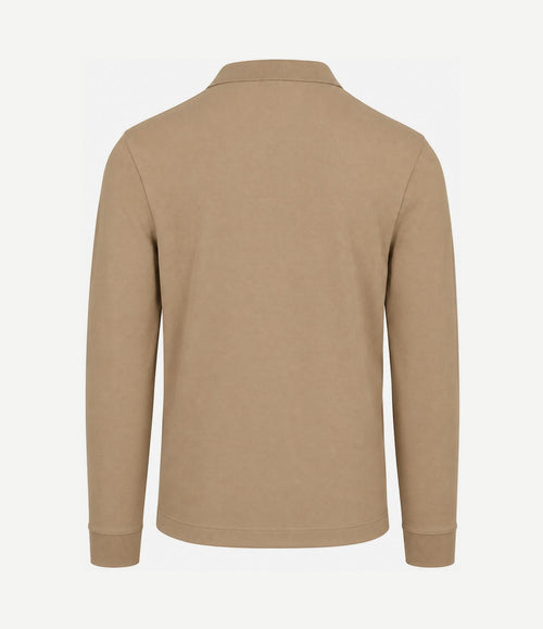 Longsleeve poloshirt piqué beige